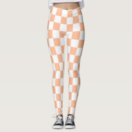 Legging Quadrados xadrez geométricos em rosa e branco retr