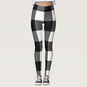 Legging Quadrados Xadrez Preto e Branco Plaid Búfalo