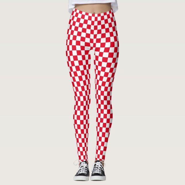 Legging Quadro de controlo vermelho branco (Frente)