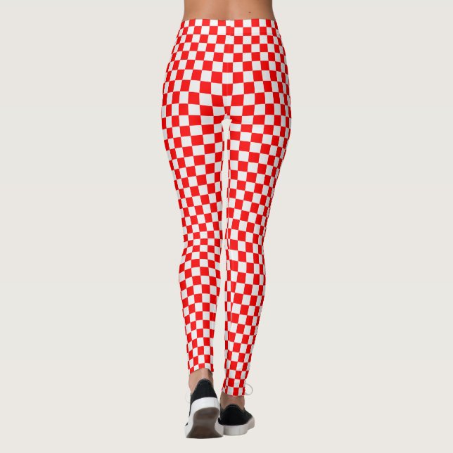 Legging Quadro de Verificação Clássico Vermelho e Branco p (Verso)