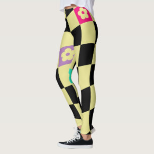 Legging Quadro de Verificação de Coração Floral Groovy Dai