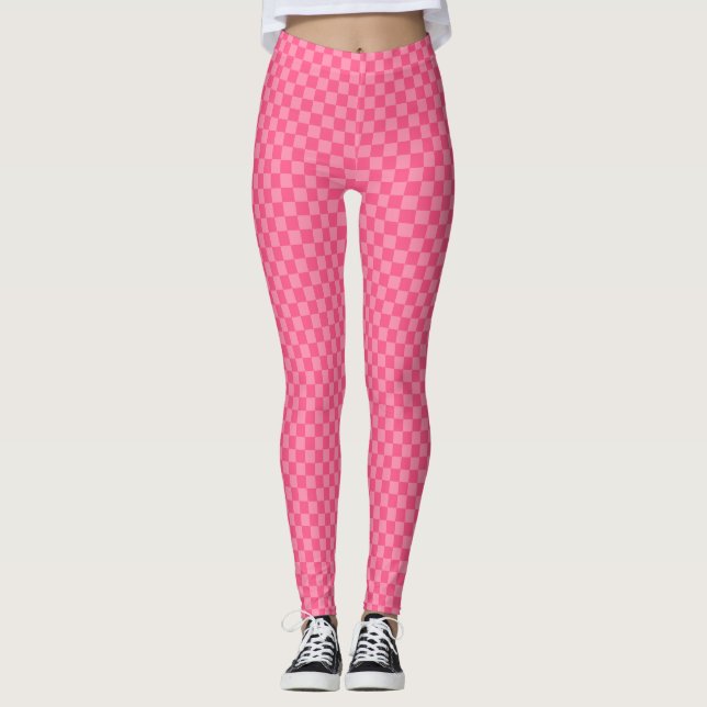 Legging Quadro de verificação rosa (Frente)