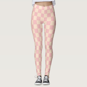 Legging Quadro de verificação rosa e creme