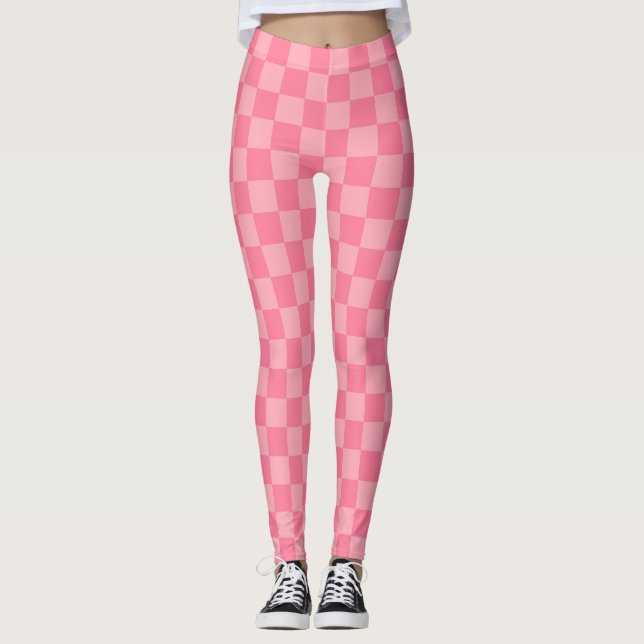 Legging Quadro de verificação rosa elegante (Frente)