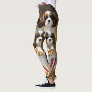 Legging Quads Cavalier Spaniel Puppies Na Pipoca,