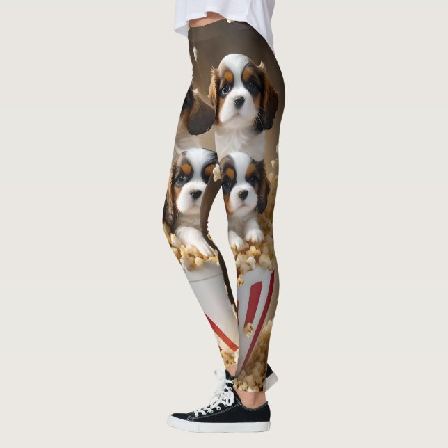 Legging Quads Cavalier Spaniel Puppies Na Pipoca, (Esquerda)