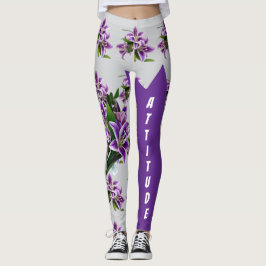 Legging Qualidade Premium Púrpura Lily Floral Elegante