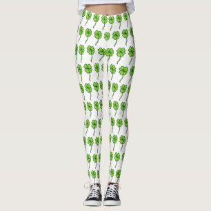 Legging Quatro Dia de São Patrício de Shamrock Folheto Fol