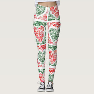 Legging Que Neve Corações Vermelhos Vermelhos Calças De
