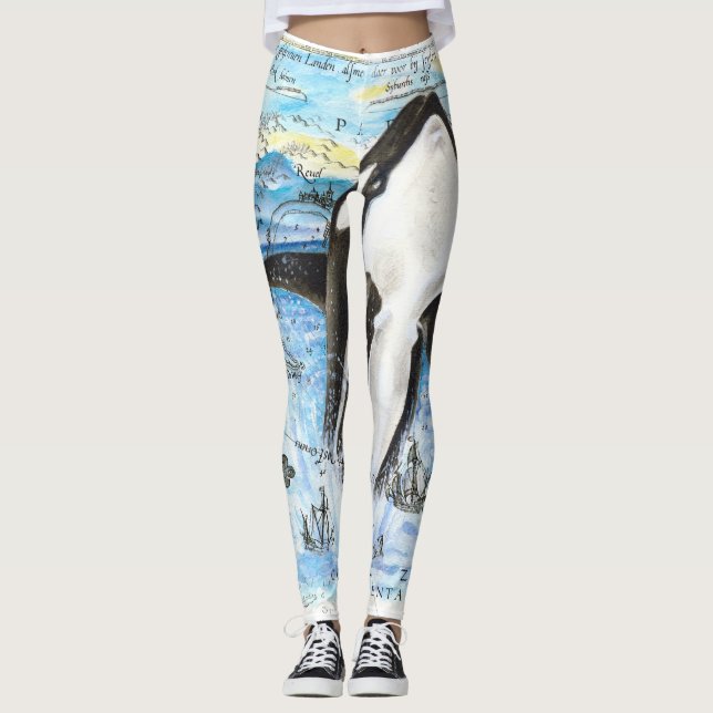 Legging Quebrando Mapa Antigo da Orca (Frente)