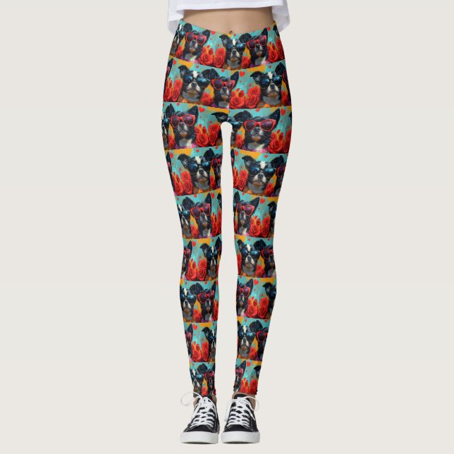 Legging queixo japonês com Dia de os namorados de Rosas ca (Frente)