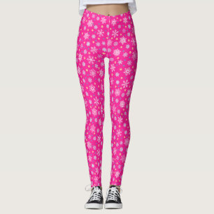 Legging Quente Rosa Quente Flocos de Neve Modernos
