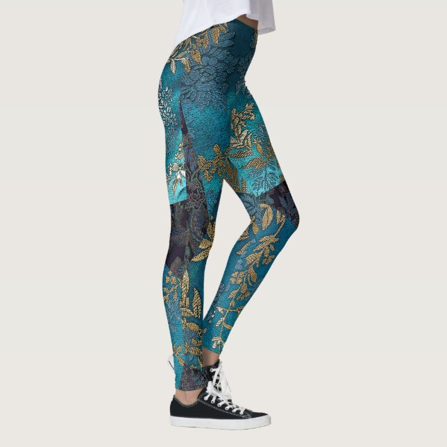Legging Quimono de seda azul japonês (Direita)