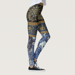 Legging Quimono floral azul imperial