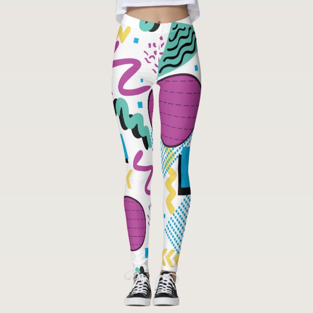 Legging Quirky Memphis Pastel Design (Frente)