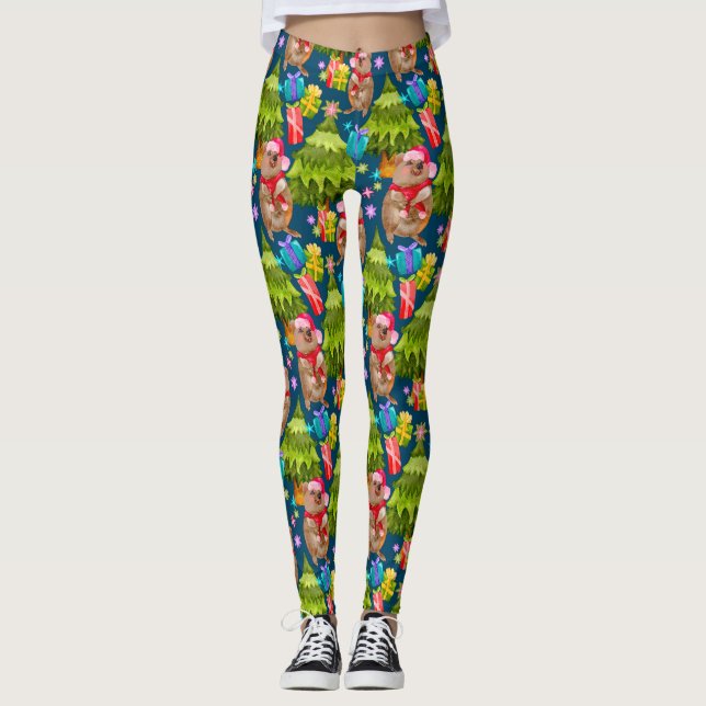 Legging Quokka azul-branca (Frente)