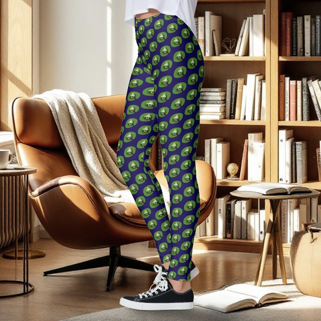 Legging Rã Verde Americana sobre Folha de Nenúfar (Criador carregado)
