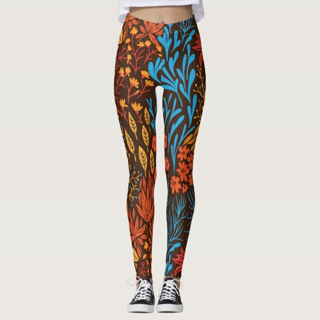 Legging Rabiscos florais escuros (Frente)