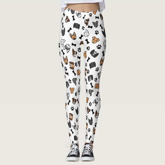 Legging Raças de Cachorros Bonitos Divertidos com Ossos e  (Frente)