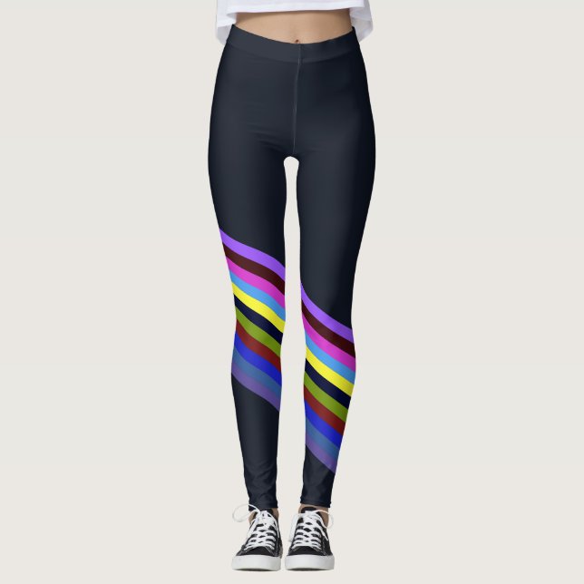 Legging Rainbow Color Stripes Regenbogen Regenbogenfarben (Frente)