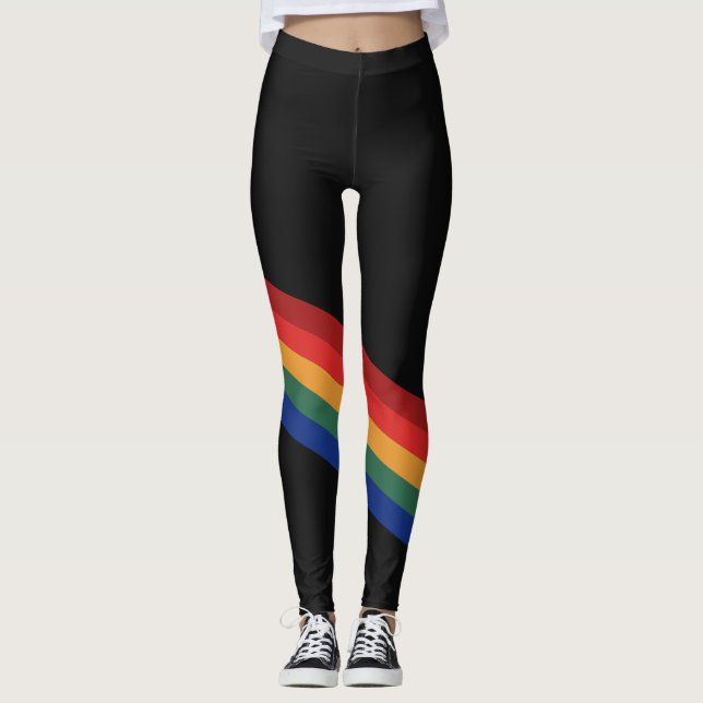 Legging Rainbow Color Stripes Regenbogen Regenbogenfarben (Frente)