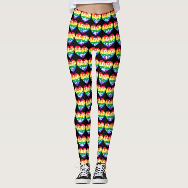 Legging Rainbow Hearts Love Is Love Pride (Frente)