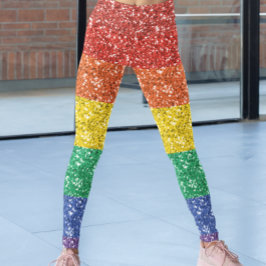 Legging Rainbow Sequin Glitter Look Stripes Pride