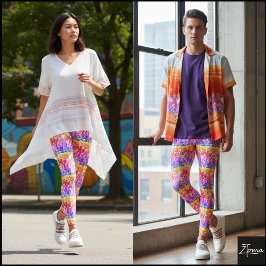 Legging Rainbow Striped Crowded Dog Face Repeat Pattern