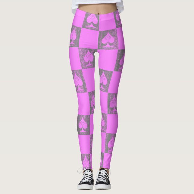 Legging Rainha das Pernas de Espadas Checkers Fade Rosa Qo (Frente)