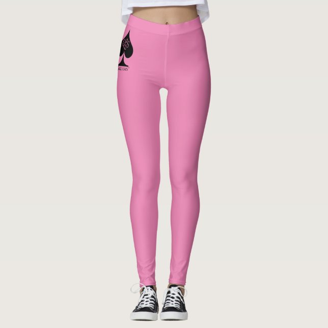 Legging Rainha das Pernas dos Espadas Estilo QoS Rosa (Frente)