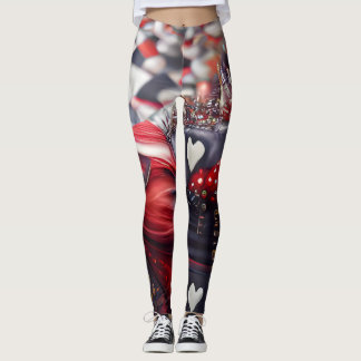 Legging Rainha de Copas Preta e Vermelha Moda Única