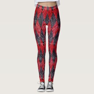 Legging Rainha dos Corações Harlequin Red Black White