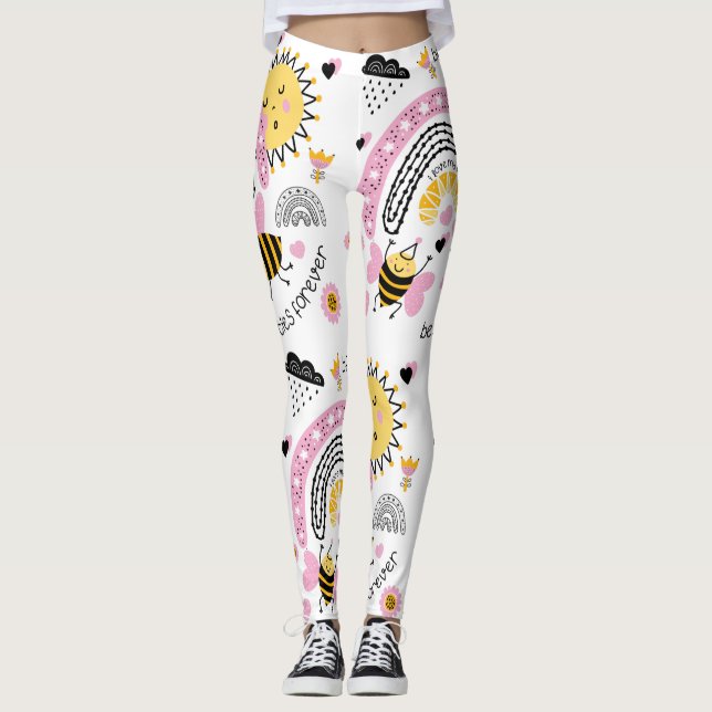 Legging Rainhas Abelhas Melhores Amigos Para Meninas BFF B (Frente)