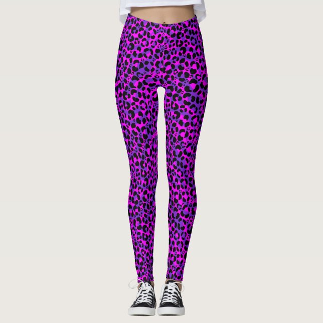 Legging Raio de Impressão do Leopardo Roxo (Frente)
