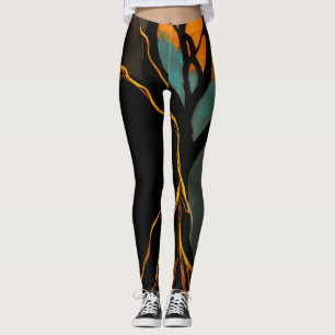 Legging Raízes Douradas e Árvore do Crepúsculo
