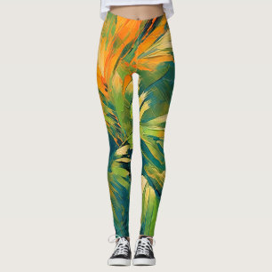 Legging Rajada de Palma Abstrata – Energia Tropical em Mov