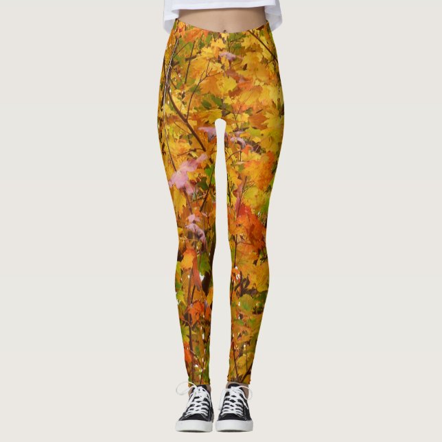 Legging Ramais das Folhas de Maple II Orange Autumn (Frente)