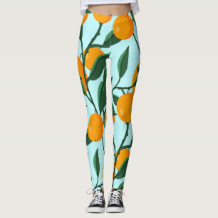 Legging Ramais de laranjas, impressão de citros.