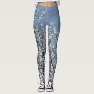 Legging Ramais gelados no Céu Azul de inverno