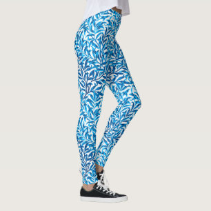 Legging Ramo, azuis cobaltos & branco do salgueiro de