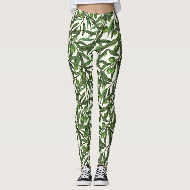 Legging Ramos de oliveira em branco (Frente)