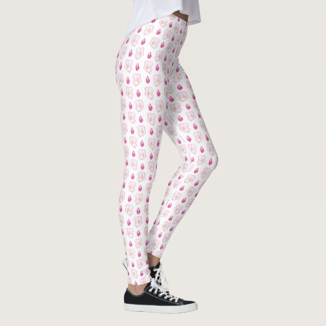 Legging Ramos e Flores de Botões de Maçã Rosa Chic em Bran (Direita)