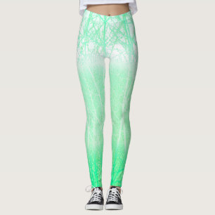 Legging Ramos Geados Nebulosos Verde Hortelã