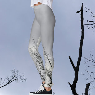 Legging Ramos Silhueta Preta Céu Cinza