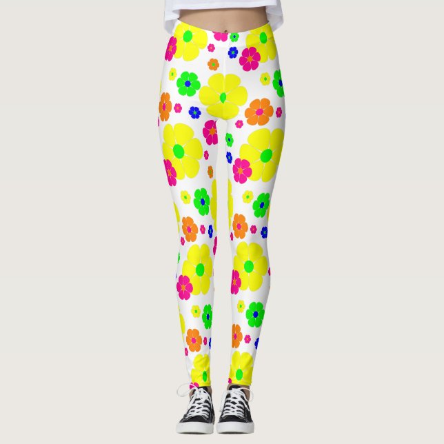 Legging ranhura floral do modelo vintage (Frente)