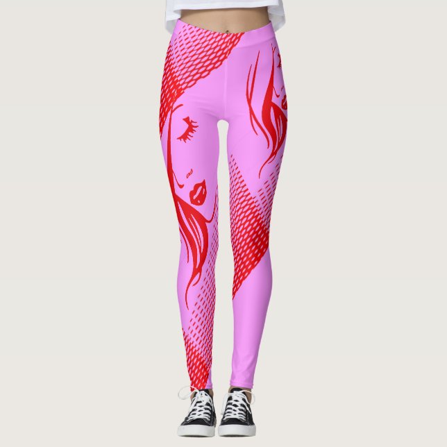 Legging Rapariga Com Cabelo Longo A Rosa Com Vermelho (Frente)