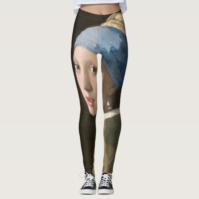 Legging Rapariga com pérolas e Arte Vermeer (Frente)