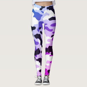 Legging Rapariga no Mostro Azul Roxo do Exército Negro e B