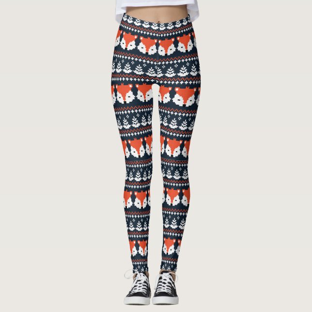 Legging Raposa de Suéter Feia de Natal (Frente)