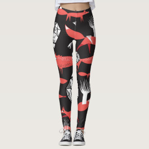 Legging Raposa Vermelha: Fundo Escuro Invisível.